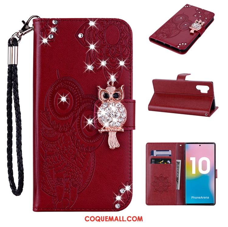 Étui Samsung Galaxy Note 10+ Or En Cuir Étoile, Coque Samsung Galaxy Note 10+ Téléphone Portable