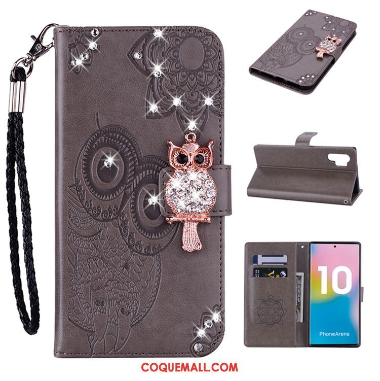 Étui Samsung Galaxy Note 10+ Or En Cuir Étoile, Coque Samsung Galaxy Note 10+ Téléphone Portable