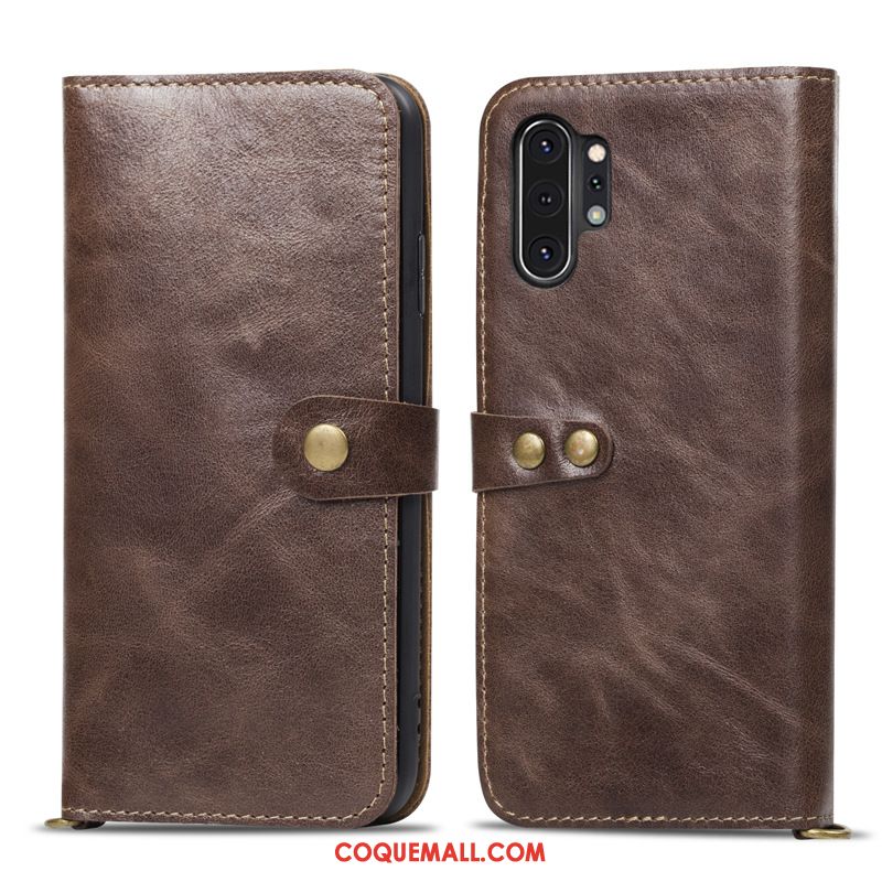 Étui Samsung Galaxy Note 10+ Téléphone Portable Étoile En Cuir, Coque Samsung Galaxy Note 10+ Braun