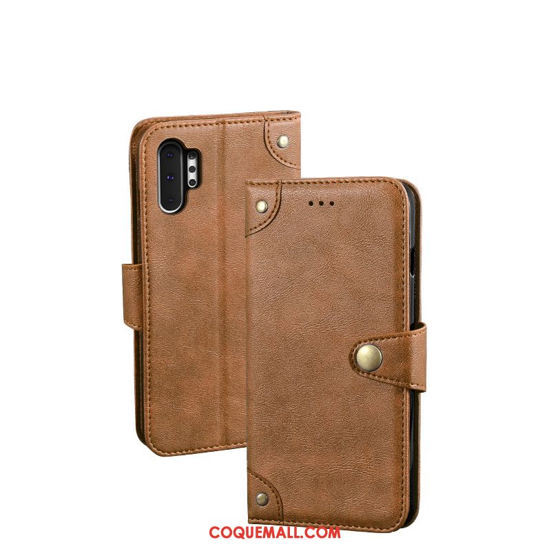 Étui Samsung Galaxy Note 10+ Vintage En Cuir Téléphone Portable, Coque Samsung Galaxy Note 10+ Bleu Portefeuille