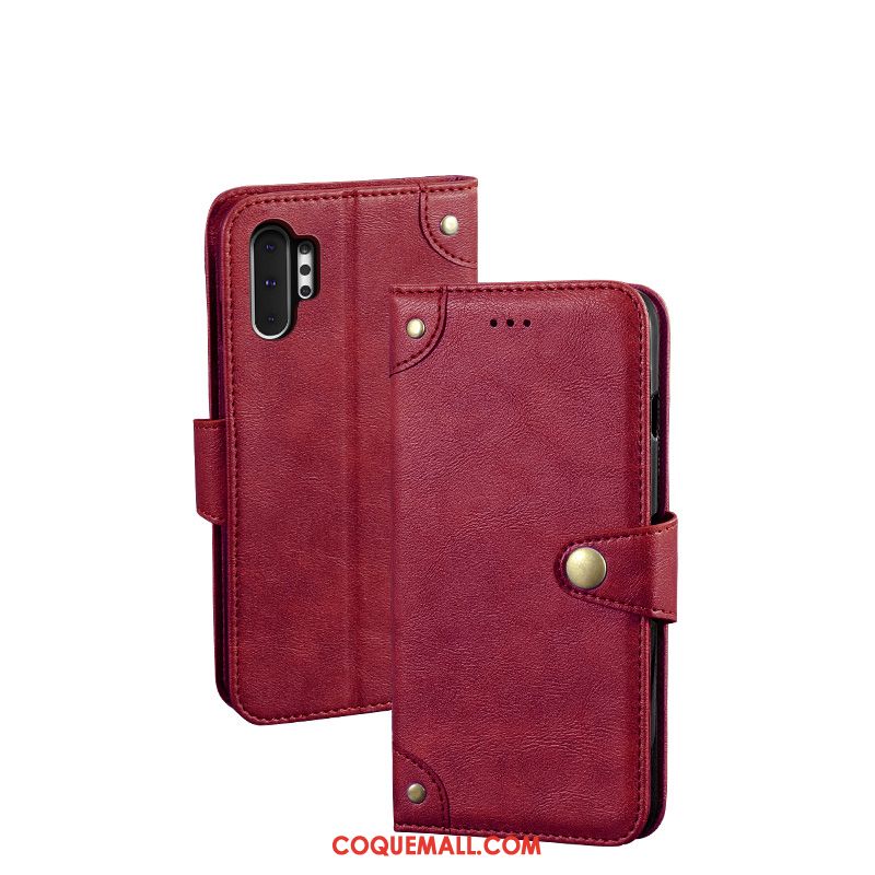 Étui Samsung Galaxy Note 10+ Vintage En Cuir Téléphone Portable, Coque Samsung Galaxy Note 10+ Bleu Portefeuille