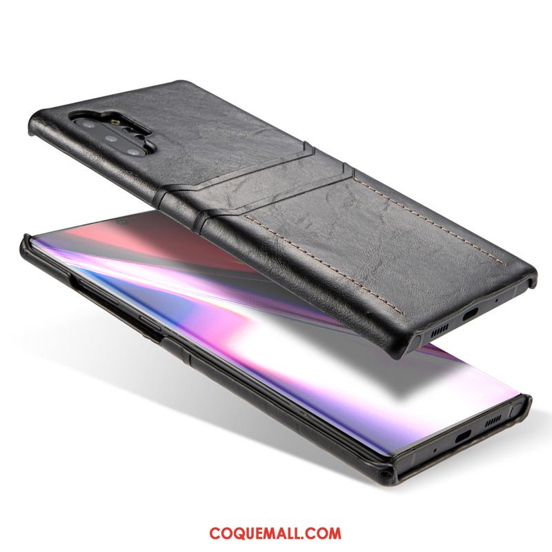 Étui Samsung Galaxy Note 10+ Étoile En Cuir Protection, Coque Samsung Galaxy Note 10+ Téléphone Portable Noir