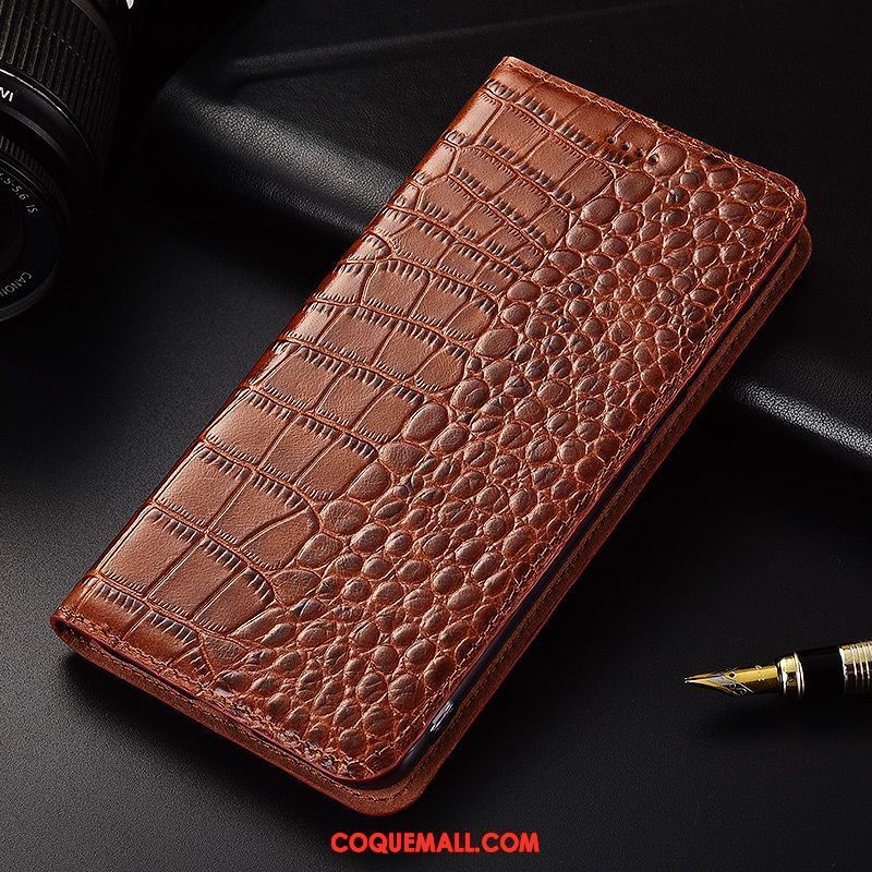 Étui Samsung Galaxy Note 4 Cuir Véritable Étoile Téléphone Portable, Coque Samsung Galaxy Note 4 Crocodile Protection Braun