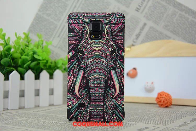 Étui Samsung Galaxy Note 4 Marque De Tendance Vert Totem, Coque Samsung Galaxy Note 4 Animal Gaufrage