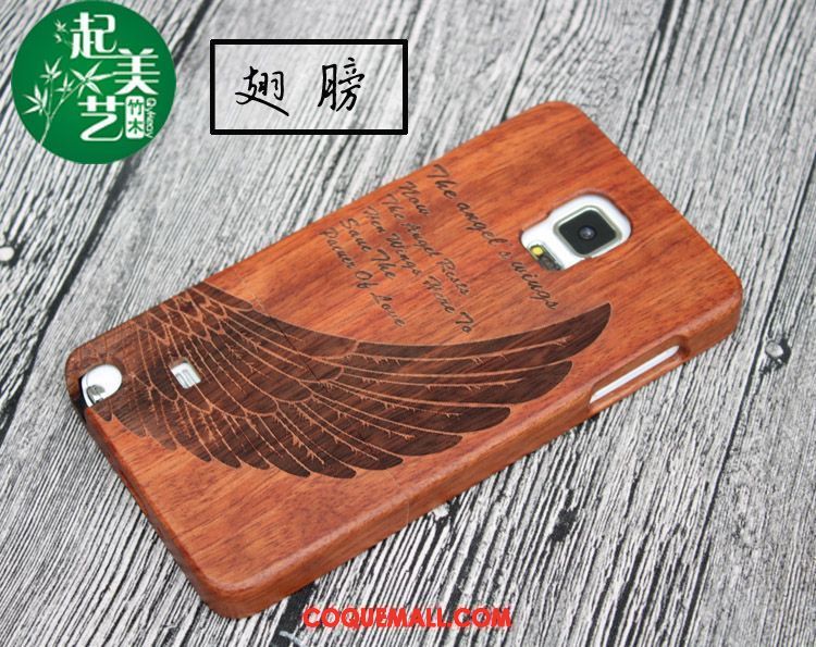 Étui Samsung Galaxy Note 4 Protection Bois Gaufrage, Coque Samsung Galaxy Note 4 Étoile En Bois Braun