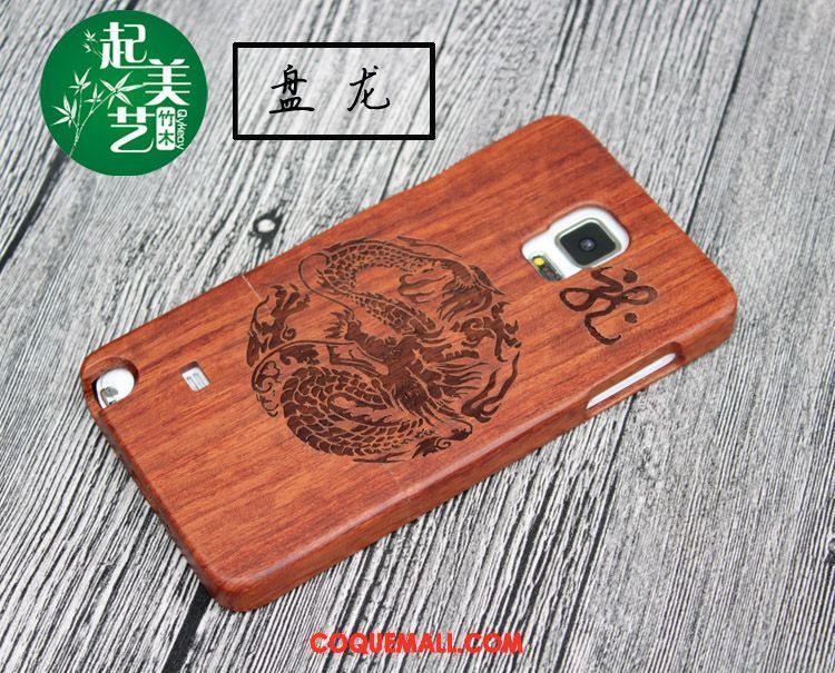 Étui Samsung Galaxy Note 4 Protection Bois Gaufrage, Coque Samsung Galaxy Note 4 Étoile En Bois Braun