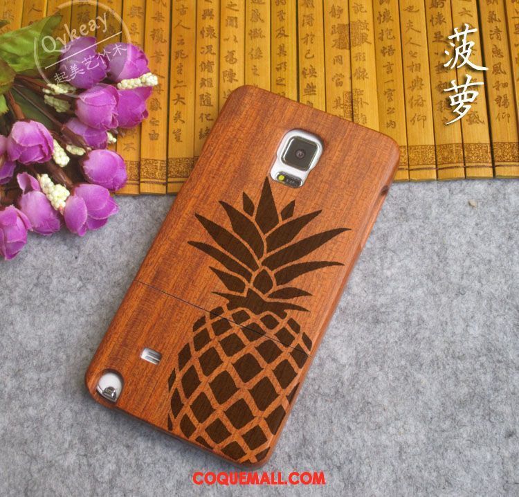 Étui Samsung Galaxy Note 4 Protection Bois Gaufrage, Coque Samsung Galaxy Note 4 Étoile En Bois Braun