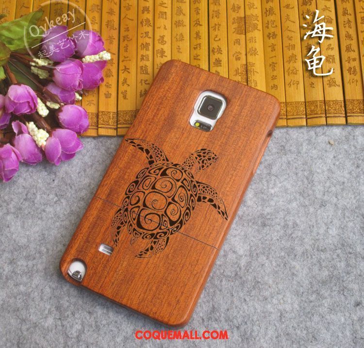 Étui Samsung Galaxy Note 4 Protection Bois Gaufrage, Coque Samsung Galaxy Note 4 Étoile En Bois Braun