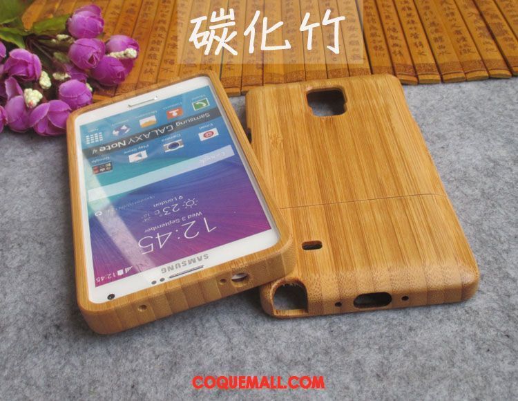 Étui Samsung Galaxy Note 4 Protection Bois Gaufrage, Coque Samsung Galaxy Note 4 Étoile En Bois Braun