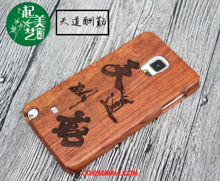 Étui Samsung Galaxy Note 4 Protection Bois Gaufrage, Coque Samsung Galaxy Note 4 Étoile En Bois Braun