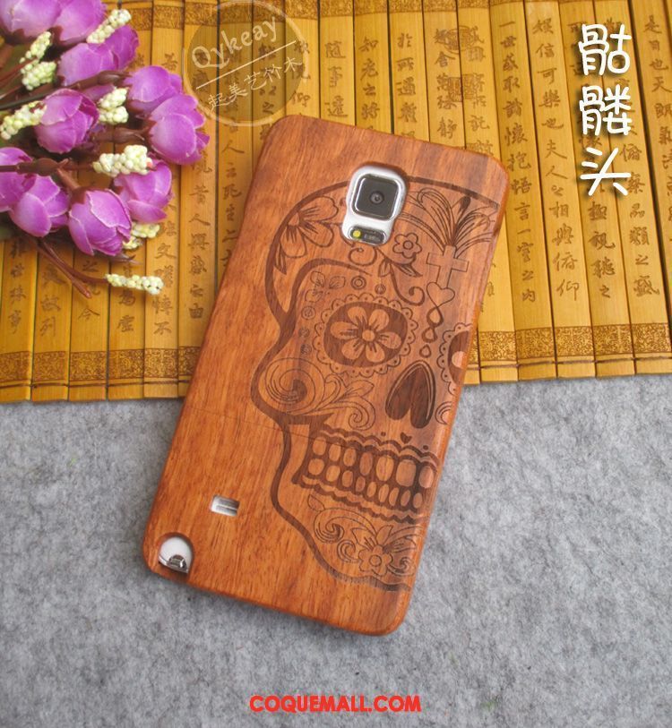 Étui Samsung Galaxy Note 4 Protection Bois Gaufrage, Coque Samsung Galaxy Note 4 Étoile En Bois Braun