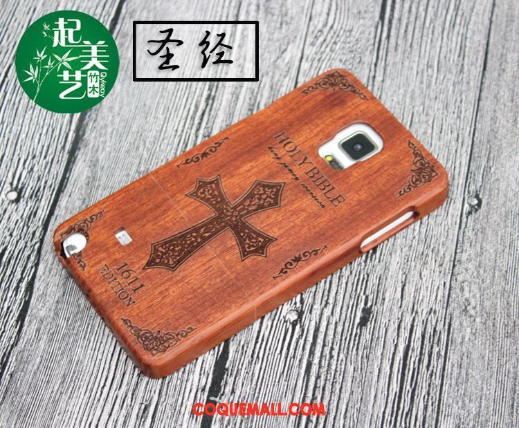 Étui Samsung Galaxy Note 4 Protection Bois Gaufrage, Coque Samsung Galaxy Note 4 Étoile En Bois Braun