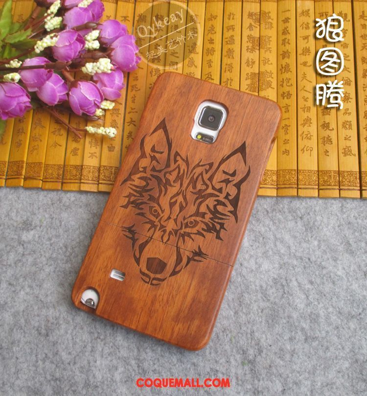 Étui Samsung Galaxy Note 4 Protection Bois Gaufrage, Coque Samsung Galaxy Note 4 Étoile En Bois Braun