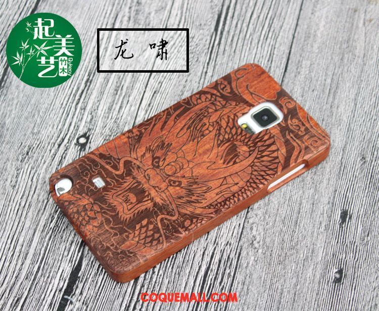 Étui Samsung Galaxy Note 4 Protection Bois Gaufrage, Coque Samsung Galaxy Note 4 Étoile En Bois Braun