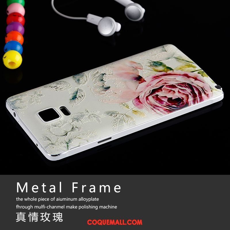 Étui Samsung Galaxy Note 4 Rose Rouge Étoile, Coque Samsung Galaxy Note 4 Gaufrage Couvercle Arrière