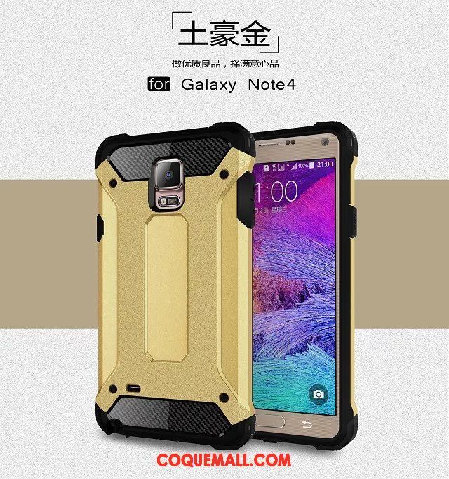 Étui Samsung Galaxy Note 4 Étoile Incassable Protection, Coque Samsung Galaxy Note 4 Tout Compris Or