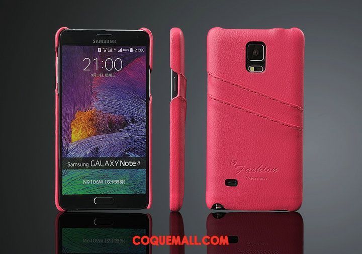 Étui Samsung Galaxy Note 4 Étoile Litchi Cuir Véritable, Coque Samsung Galaxy Note 4 Cuir Couvercle Arrière Braun