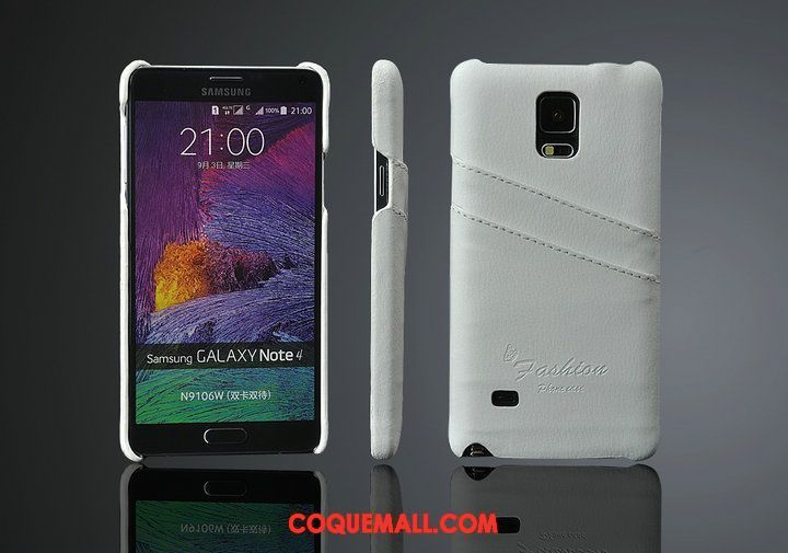 Étui Samsung Galaxy Note 4 Étoile Litchi Cuir Véritable, Coque Samsung Galaxy Note 4 Cuir Couvercle Arrière Braun