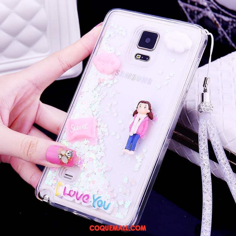 Étui Samsung Galaxy Note 4 Étoile Strass Quicksand, Coque Samsung Galaxy Note 4 Téléphone Portable Rose