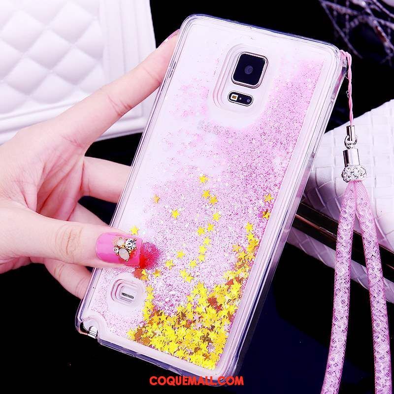 Étui Samsung Galaxy Note 4 Étoile Strass Quicksand, Coque Samsung Galaxy Note 4 Téléphone Portable Rose