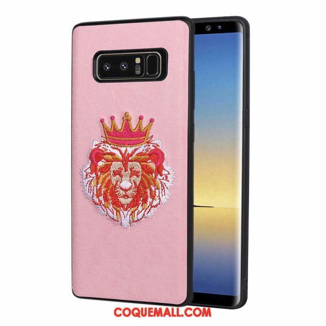 Étui Samsung Galaxy Note 8 Broderie Incassable Gaufrage, Coque Samsung Galaxy Note 8 Protection Téléphone Portable