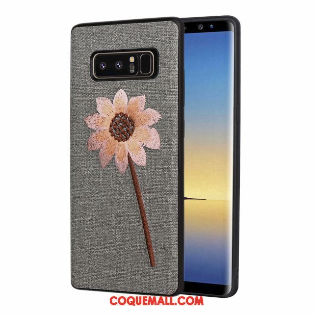 Étui Samsung Galaxy Note 8 Broderie Incassable Gaufrage, Coque Samsung Galaxy Note 8 Protection Téléphone Portable