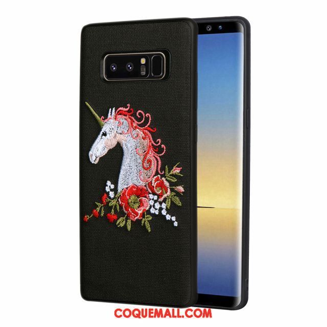 Étui Samsung Galaxy Note 8 Broderie Incassable Gaufrage, Coque Samsung Galaxy Note 8 Protection Téléphone Portable