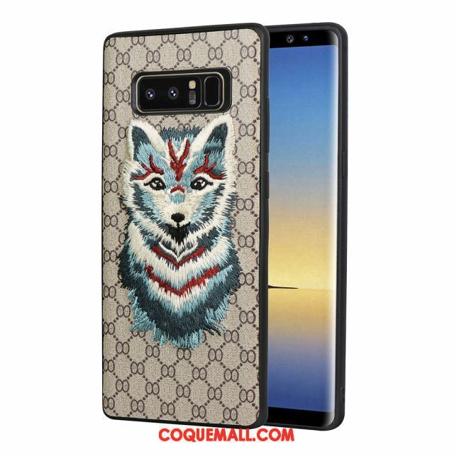 Étui Samsung Galaxy Note 8 Broderie Incassable Gaufrage, Coque Samsung Galaxy Note 8 Protection Téléphone Portable