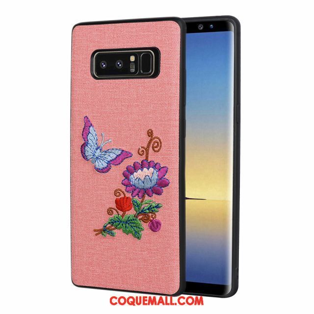 Étui Samsung Galaxy Note 8 Broderie Incassable Gaufrage, Coque Samsung Galaxy Note 8 Protection Téléphone Portable