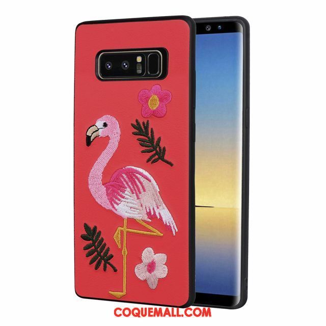 Étui Samsung Galaxy Note 8 Broderie Incassable Gaufrage, Coque Samsung Galaxy Note 8 Protection Téléphone Portable