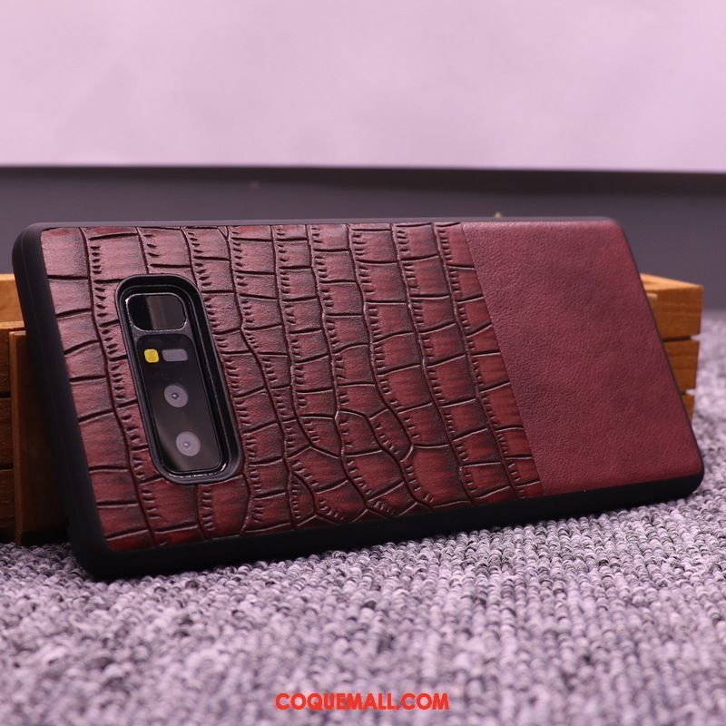 Étui Samsung Galaxy Note 8 Business Étoile Créatif, Coque Samsung Galaxy Note 8 Crocodile Modèle Cuir Braun