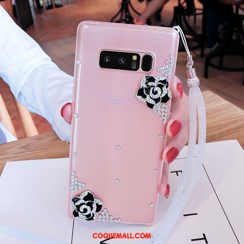 Étui Samsung Galaxy Note 8 Fluide Doux Téléphone Portable Rose, Coque Samsung Galaxy Note 8 Ornements Suspendus Étoile