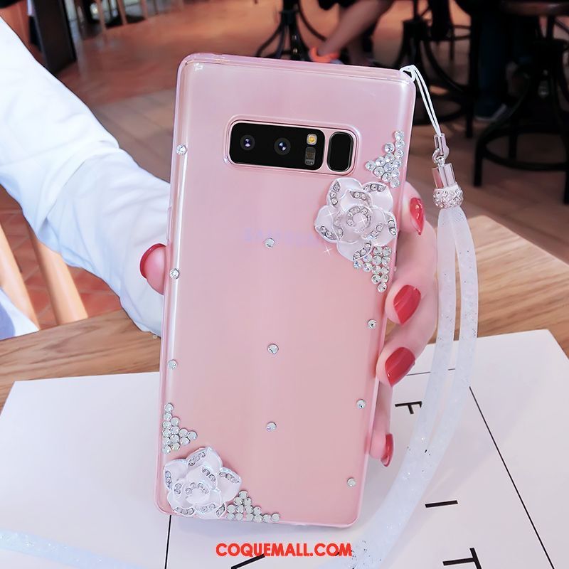 Étui Samsung Galaxy Note 8 Fluide Doux Téléphone Portable Rose, Coque Samsung Galaxy Note 8 Ornements Suspendus Étoile