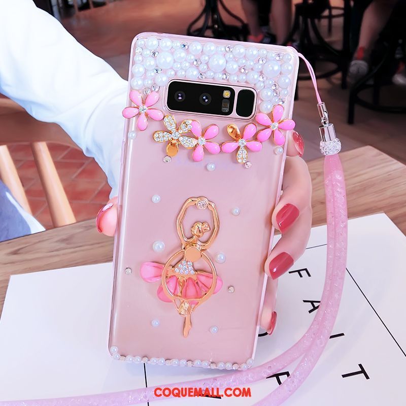 Étui Samsung Galaxy Note 8 Fluide Doux Téléphone Portable Rose, Coque Samsung Galaxy Note 8 Ornements Suspendus Étoile