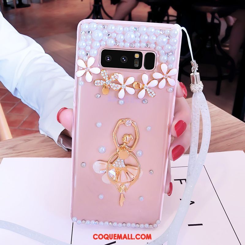 Étui Samsung Galaxy Note 8 Fluide Doux Téléphone Portable Rose, Coque Samsung Galaxy Note 8 Ornements Suspendus Étoile