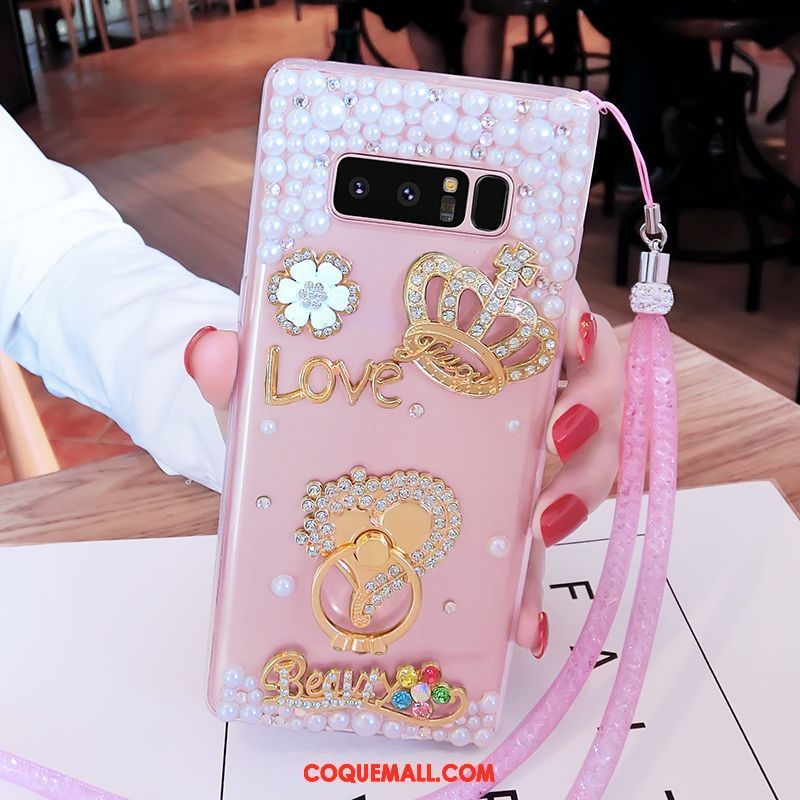 Étui Samsung Galaxy Note 8 Fluide Doux Téléphone Portable Rose, Coque Samsung Galaxy Note 8 Ornements Suspendus Étoile