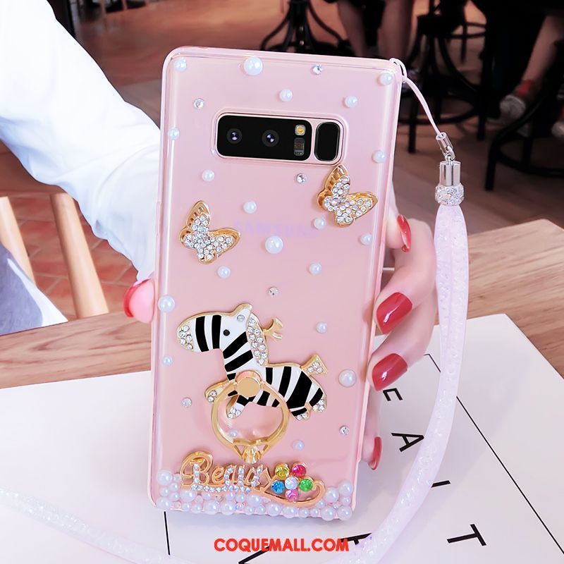 Étui Samsung Galaxy Note 8 Fluide Doux Téléphone Portable Rose, Coque Samsung Galaxy Note 8 Ornements Suspendus Étoile