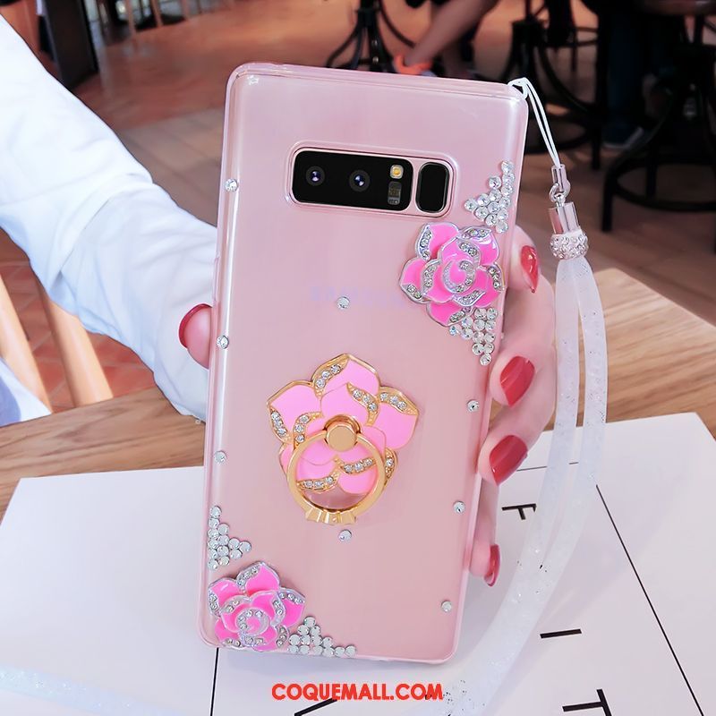 Étui Samsung Galaxy Note 8 Fluide Doux Téléphone Portable Rose, Coque Samsung Galaxy Note 8 Ornements Suspendus Étoile