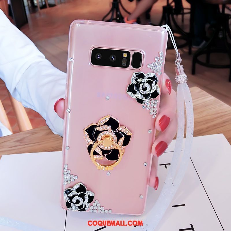 Étui Samsung Galaxy Note 8 Fluide Doux Téléphone Portable Rose, Coque Samsung Galaxy Note 8 Ornements Suspendus Étoile