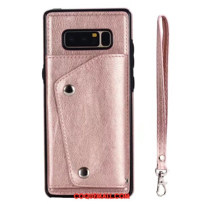 Étui Samsung Galaxy Note 8 Portefeuille Carte Étoile, Coque Samsung Galaxy Note 8 Étui En Cuir Or Rose