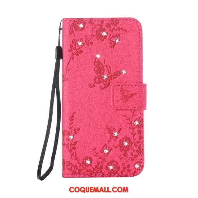 Étui Samsung Galaxy Note 8 Rouge Protection Strass, Coque Samsung Galaxy Note 8 Étoile Étui En Cuir