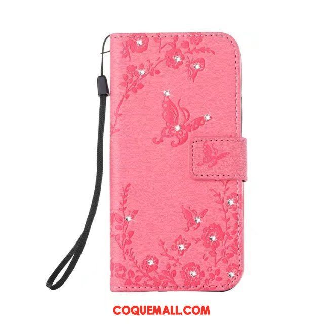 Étui Samsung Galaxy Note 8 Rouge Protection Strass, Coque Samsung Galaxy Note 8 Étoile Étui En Cuir