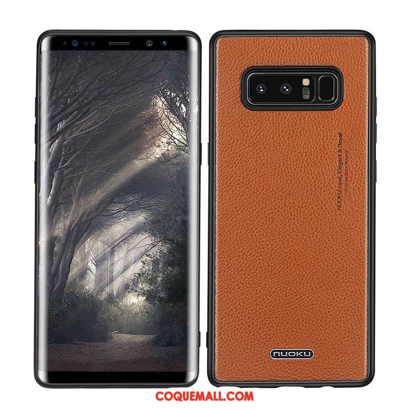 Étui Samsung Galaxy Note 8 Tout Compris Cuir Véritable Étoile, Coque Samsung Galaxy Note 8 Tendance Silicone Braun