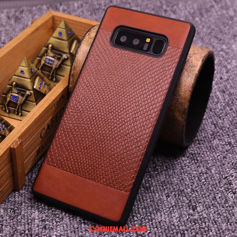 Étui Samsung Galaxy Note 8 Étui En Cuir Incassable Étoile, Coque Samsung Galaxy Note 8 Tout Compris Fluide Doux Braun