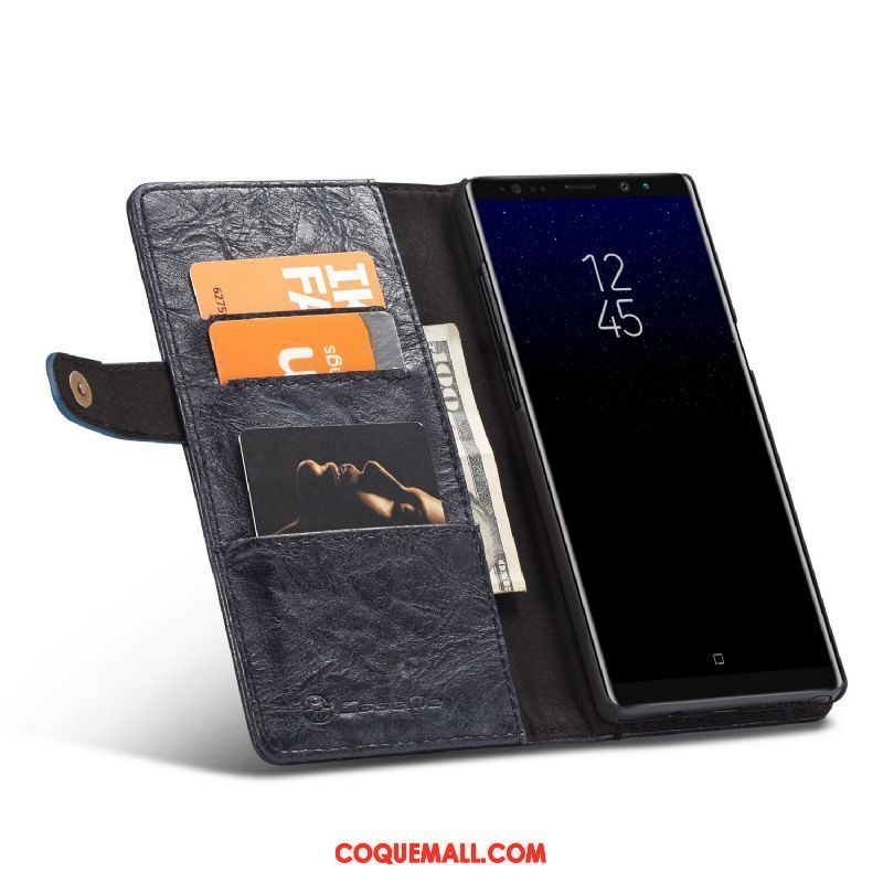 Étui Samsung Galaxy Note 8 Étui En Cuir Portefeuille Noir, Coque Samsung Galaxy Note 8 Carte Étoile