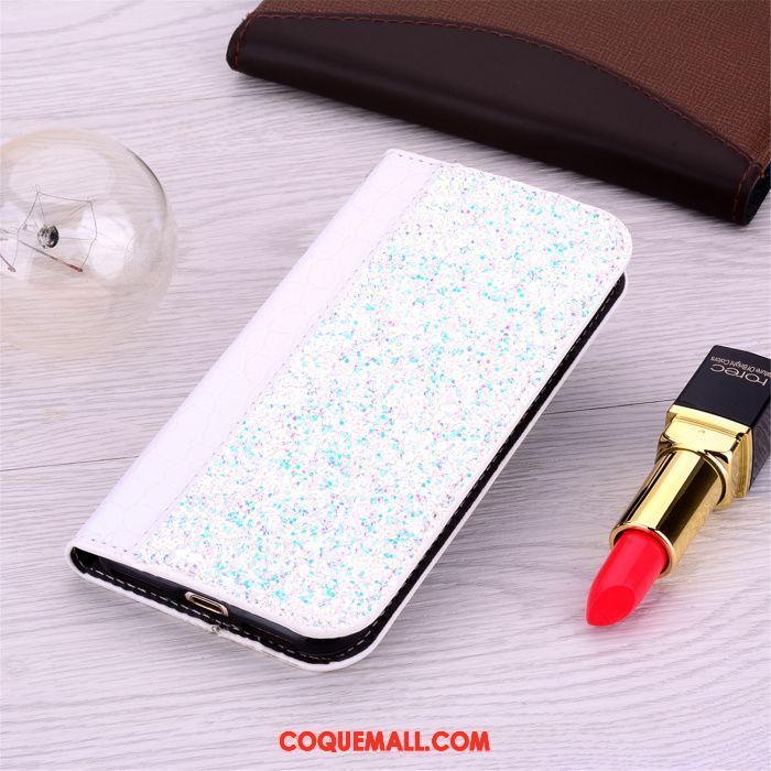 Étui Samsung Galaxy Note 9 Blanc Strass Protection, Coque Samsung Galaxy Note 9 Or Incassable