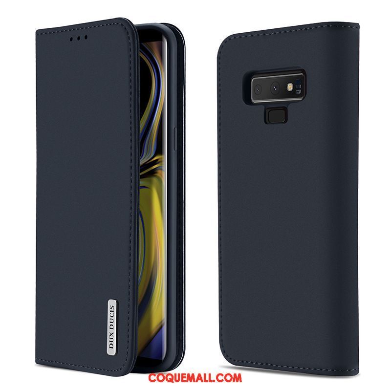 Étui Samsung Galaxy Note 9 Clamshell Étoile Cuir Véritable, Coque Samsung Galaxy Note 9 Téléphone Portable Noir