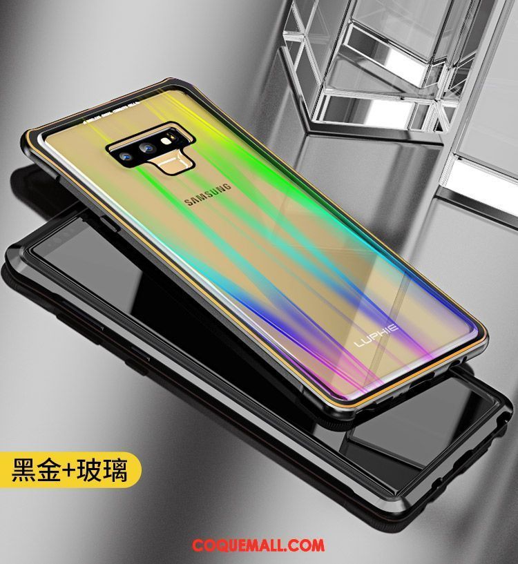 Étui Samsung Galaxy Note 9 Coloré Transparent Tout Compris, Coque Samsung Galaxy Note 9 Verre Noir