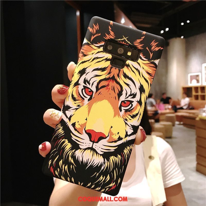 Étui Samsung Galaxy Note 9 Créatif Tendance Loup, Coque Samsung Galaxy Note 9 Personnalité Gaufrage