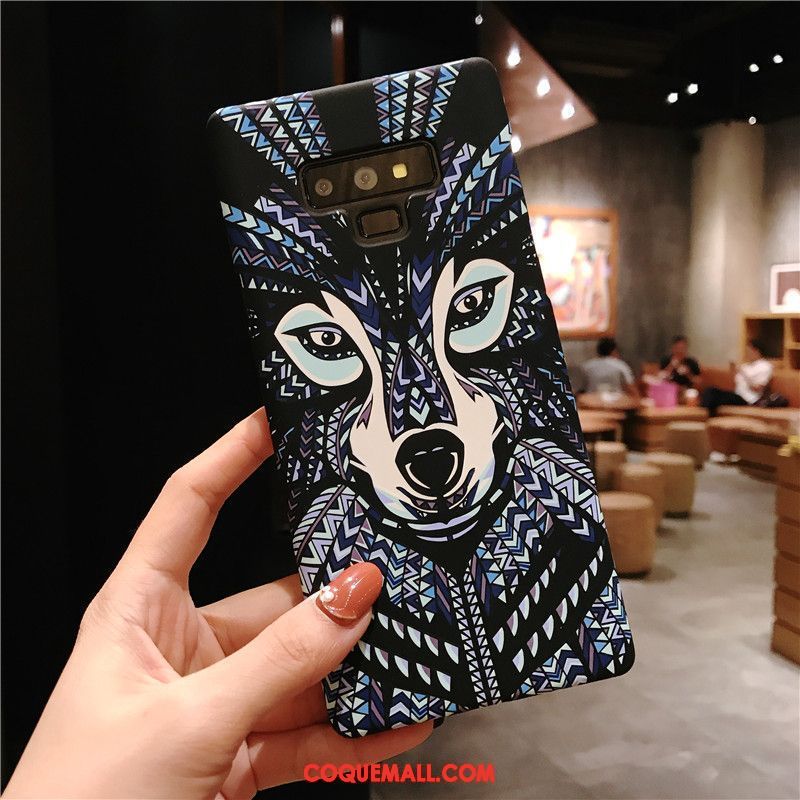 Étui Samsung Galaxy Note 9 Créatif Tendance Loup, Coque Samsung Galaxy Note 9 Personnalité Gaufrage